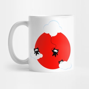 Ninja cats in the sky pattern (Japanese edition) Mug